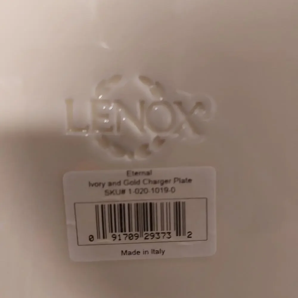 Lenox Eternal Ivory Gold Charger Plate Made in Italy Fine Porcelain 1-020-1019-0